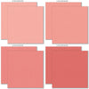 Groovy Cardstock, cardstock paper patterns 9 through 16 preview, showing 12x12 printed smooth cardstock for scrapbook page bases, photo mats, card making, die cutting, titles, borders, and layered paper projects. Buyer theme: Warm Retro Printed Smooth Cardstock. Groovy Printed Smooth Cardstock in coordinating cream, yellow, peach, coral, pink, orange, tan and brown shades. Coordinating patterns include Sunshine and summer word patterns, Cream and brown floral repeats, Retro daisy prints