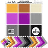 Happy Halloween Cardstock, main product image, showing 12x12 printed smooth cardstock for scrapbook page bases, photo mats, card making, die cutting, titles, borders, and layered paper projects. Buyer theme: Vintage Halloween Printed Smooth Cardstock. Happy Halloween Printed Smooth Cardstock in coordinating gold, caramel, cream, purple, gray and black linen-look colors for Halloween paper crafting
