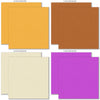 Happy Halloween Cardstock, cardstock paper patterns 1 through 8 preview, showing 12x12 printed smooth cardstock for scrapbook page bases, photo mats, card making, die cutting, titles, borders, and layered paper projects. Buyer theme: Vintage Halloween Printed Smooth Cardstock. Happy Halloween Printed Smooth Cardstock in coordinating gold, caramel, cream, purple, gray and black linen-look colors for Halloween paper crafting
