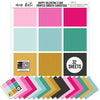 Happy Valentines Day Cardstock, main product image, showing 12x12 printed smooth cardstock for scrapbook page bases, photo mats, card making, die cutting, titles, borders, and layered paper projects. Buyer theme: Pink Teal Gold Printed Smooth Cardstock. Happy Valentines Day Printed Smooth Cardstock in nine coordinating pink, aqua, teal, gold and charcoal linen-look colors. Color palette includes Hot pink, blush pink, aqua, emerald teal, mustard gold, charcoal black and white