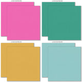 Happy Valentines Day Cardstock, cardstock paper patterns 25 through 32 preview, showing 12x12 printed smooth cardstock for scrapbook page bases, photo mats, card making, die cutting, titles, borders, and layered paper projects. Buyer theme: Pink Teal Gold Printed Smooth Cardstock. Happy Valentines Day Printed Smooth Cardstock in nine coordinating pink, aqua, teal, gold and charcoal linen-look colors