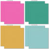 Happy Valentines Day Cardstock, cardstock paper patterns 25 through 32 preview, showing 12x12 printed smooth cardstock for scrapbook page bases, photo mats, card making, die cutting, titles, borders, and layered paper projects. Buyer theme: Pink Teal Gold Printed Smooth Cardstock. Happy Valentines Day Printed Smooth Cardstock in nine coordinating pink, aqua, teal, gold and charcoal linen-look colors
