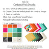 Hello Fall Cardstock, includes image, showing 12x12 printed smooth cardstock for scrapbook page bases, photo mats, card making, die cutting, titles, borders, and layered paper projects. Buyer theme: Bright Autumn Printed Smooth Cardstock. Hello Fall Printed Smooth Cardstock in coordinating orange, pink, aqua, teal, mustard, green, charcoal, black, cream and greige tones. Coordinating patterns include Falling leaf patterns, Bright polka dots, Diagonal autumn stripes