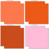 Hello Fall Cardstock, cardstock paper patterns 1 through 8 preview, showing 12x12 printed smooth cardstock for scrapbook page bases, photo mats, card making, die cutting, titles, borders, and layered paper projects. Buyer theme: Bright Autumn Printed Smooth Cardstock. Hello Fall Printed Smooth Cardstock in coordinating orange, pink, aqua, teal, mustard, green, charcoal, black, cream and greige tones. Coordinating patterns include Bright polka dots, Diagonal autumn stripes, Dark botanical prints