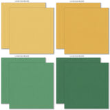 Hello Fall Cardstock, cardstock paper patterns 17 through 24 preview, showing 12x12 printed smooth cardstock for scrapbook page bases, photo mats, card making, die cutting, titles, borders, and layered paper projects. Buyer theme: Bright Autumn Printed Smooth Cardstock. Hello Fall Printed Smooth Cardstock in coordinating orange, pink, aqua, teal, mustard, green, charcoal, black, cream and greige tones. Designed for Fall paper crafting, Fall scrapbook layouts, Pumpkin patch photo albums