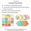 Life is Good Cardstock, includes image, showing 12x12 printed smooth cardstock for scrapbook page bases, photo mats, card making, die cutting, titles, borders, and layered paper projects. Buyer theme: Soft Pastel Printed Smooth Cardstock. Life is Good Printed Smooth Cardstock in coordinating cream, yellow, peach, coral, aqua, mint, sage and teal shades. Coordinating patterns include Cherry repeat pattern, Heart and star patterns, Mushroom and sunshine motifs