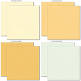 Life is Good Cardstock, cardstock paper patterns 1 through 8 preview, showing 12x12 printed smooth cardstock for scrapbook page bases, photo mats, card making, die cutting, titles, borders, and layered paper projects. Buyer theme: Soft Pastel Printed Smooth Cardstock. Life is Good Printed Smooth Cardstock in coordinating cream, yellow, peach, coral, aqua, mint, sage and teal shades. Color palette includes Aqua, mint and seafoam, Coral, peach and terracotta, Buttercream and golden yellow