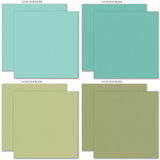 Life is Good Cardstock, cardstock paper patterns 17 through 24 preview, showing 12x12 printed smooth cardstock for scrapbook page bases, photo mats, card making, die cutting, titles, borders, and layered paper projects. Buyer theme: Soft Pastel Printed Smooth Cardstock. Life is Good Printed Smooth Cardstock in coordinating cream, yellow, peach, coral, aqua, mint, sage and teal shades. Color palette includes Buttercream and golden yellow, Sage and spring olive, Warm ivory and pastel pink