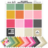May Flowers Cardstock, main product image, showing 12x12 printed smooth cardstock for scrapbook page bases, photo mats, card making, die cutting, titles, borders, and layered paper projects. Buyer theme: Spring Floral Pink & Green Printed Cardstock. May Flowers Printed Smooth Cardstock in sixteen coordinating pink, green, yellow, orange, cream and charcoal linen-look colors. Color palette includes Rose pink, coral, blush, sage green, mint, yellow, orange, cream and charcoal