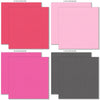 May Flowers Cardstock, cardstock paper patterns 17 through 24 preview, showing 12x12 printed smooth cardstock for scrapbook page bases, photo mats, card making, die cutting, titles, borders, and layered paper projects. Buyer theme: Spring Floral Pink & Green Printed Cardstock. May Flowers Printed Smooth Cardstock in sixteen coordinating pink, green, yellow, orange, cream and charcoal linen-look colors