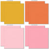May Flowers Cardstock, cardstock paper patterns 9 through 16 preview, showing 12x12 printed smooth cardstock for scrapbook page bases, photo mats, card making, die cutting, titles, borders, and layered paper projects. Buyer theme: Spring Floral Pink & Green Printed Cardstock. May Flowers Printed Smooth Cardstock in sixteen coordinating pink, green, yellow, orange, cream and charcoal linen-look colors