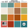 Pumpkin Season Cardstock, high resolution cover image, showing 12x12 printed smooth cardstock for scrapbook page bases, photo mats, card making, die cutting, titles, borders, and layered paper projects. Buyer theme: Cozy Autumn Printed Smooth Cardstock 12x12. Printed smooth cardstock in coordinating fall colors including teal, orange, cream, green, mustard, and warm harvest tones. Visible artwork includes hot drink mugs, pie slices, sweaters, blankets