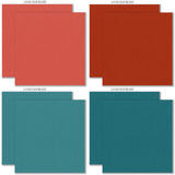 Pumpkin Season Cardstock, cardstock paper patterns 25 through 32 preview, showing 12x12 printed smooth cardstock for scrapbook page bases, photo mats, card making, die cutting, titles, borders, and layered paper projects. Buyer theme: Cozy Autumn Printed Smooth Cardstock 12x12. Printed smooth cardstock in coordinating fall colors including teal, orange, cream, green, mustard, and warm harvest tones. Visible artwork includes journaling cards, cozy sentiments, pumpkins, hot drink mugs