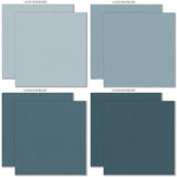 Ready for School Cardstock, cardstock paper patterns 1 through 8 preview, showing 12x12 linen printed smooth cardstock for scrapbook page bases, photo mats, card making, die cutting, titles, borders, and layered paper projects. Buyer theme: Classic School Colors Printed Smooth Cardstock. Ready for School Printed Smooth Cardstock with 16 schoolhouse colors including dusty blues, reds, blush, sage, olive, mustard, cream, tan and chalkboard gray