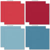 Stars and Stripes Cardstock, cardstock paper patterns 9 through 16 preview, showing 12x12 printed smooth cardstock for scrapbook page bases, photo mats, card making, die cutting, titles, borders, and layered paper projects. Buyer theme: Red White & Blue Printed Cardstock. Stars and Stripes Printed Smooth Cardstock in nine coordinating blue and red linen-look colors for patriotic paper crafting