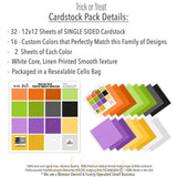 Trick or Treat Bundle, includes image, showing complete coordinated paper craft set with 12x12 papers, 6x6 papers, cardstock, die cuts, and stickers for layouts, cards, albums, journals, and keepsakes. Buyer theme: Complete Cute Halloween Scrapbook Bundle. Trick or Treat complete scrapbook bundle with 12x12 paper, 6x6 paper, coordinating cardstock, stickers and die cuts. Scrapbook paper bundle, card making supplies, junk journal materials, mini album paper, and coordinated craft supplies