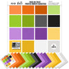 Trick or Treat Cardstock, main product image, showing 12x12 printed smooth cardstock for scrapbook page bases, photo mats, card making, die cutting, titles, borders, and layered paper projects. Buyer theme: Halloween Printed Smooth Cardstock. Trick or Treat Printed Smooth Cardstock in sixteen coordinating orange, yellow, green, purple, gray, black and white linen-look colors for Halloween paper crafting