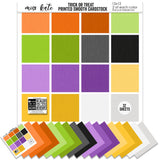 Trick or Treat Bundle, main product image, showing complete coordinated paper craft set with 12x12 papers, 6x6 papers, cardstock, die cuts, and stickers for layouts, cards, albums, journals, and keepsakes. Buyer theme: Complete Cute Halloween Scrapbook Bundle. Trick or Treat complete scrapbook bundle with 12x12 paper, 6x6 paper, coordinating cardstock, stickers and die cuts. Scrapbook paper bundle, card making supplies, junk journal materials, mini album paper, and coordinated craft supplies