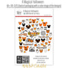 A Magical Halloween Die Cuts, back packaging image, showing pre-cut scrapbook embellishments for layouts, handmade cards, journals, mini albums, memory pages, and layered paper crafts. Buyer theme: Halloween Die Cuts & Theme Park Ephemera. A Magical Halloween die cuts with pumpkins, ghosts, candy corn, bats, spiderwebs, bows, mouse-ear silhouettes, castle art and Halloween phrases. Use the coordinating pieces to layer around photographs, journaling, titles, and paper details