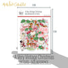 A Very Vintage Christmas Die Cuts, size guide shown in hand for scale, showing pre-cut scrapbook embellishments for layouts, handmade cards, journals, mini albums, memory pages, and layered paper crafts. Buyer theme: Vintage Christmas Die Cuts & Holiday Ephemera. A Very Vintage Christmas die cuts with retro Santa faces, deer, trees, ornaments, holly, bells, kittens, snowmen and Christmas phrases. Use the coordinating pieces to layer around photographs, journaling, titles, and paper details