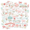 Best Wishes Die Cuts, main product image, showing pre-cut scrapbook embellishments for layouts, handmade cards, journals, mini albums, memory pages, and layered paper crafts. Buyer theme: Floral Friendship Scrapbook Die Cuts & Ephemera. floral friendship die cut embellishments. Visible artwork includes watercolor roses, ribbon bows, wildflowers, leafy sprigs. Coordinating patterns include gingham, plaid, polka dots. Color palette includes Powder Aqua, Seafoam, Soft Teal