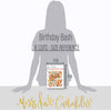 Birthday Bash Die Cuts, size guide image, showing pre-cut scrapbook embellishments for layouts, handmade cards, journals, mini albums, memory pages, and layered paper crafts. Buyer theme: Birthday Scrapbook Die Cuts & Party Embellishments. Birthday Bash Die Cuts with balloons, cakes, cupcakes, gifts, candles, party hats, piñatas, bows, banners, streamers and birthday titles. Visible artwork includes Wrapped gifts and bows, Birthday candles, Party hats and pinata, Pennant banners