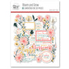 Bloom and Grow Die Cuts, packaging image, showing pre-cut scrapbook embellishments for layouts, handmade cards, journals, mini albums, memory pages, and layered paper crafts. Buyer theme: Spring Floral Die Cuts & Garden Ephemera. Bloom and Grow die cuts with daisies, coneflowers, wildflower sprigs, botanical frames and uplifting floral title phrases. Color palette includes Coral pink, blush, peach, mustard gold, cream, sage, dusty teal, deep teal and warm taupe