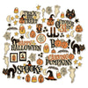 Boo Die Cuts, main product image, showing pre-cut scrapbook embellishments for layouts, handmade cards, journals, mini albums, memory pages, and layered paper crafts. Buyer theme: Halloween Die Cuts & Vintage Spooky Ephemera. Boo die cuts with pumpkins, ghosts, black cats, candy corn, witches, bats, spiderwebs, stars and vintage Halloween phrases. Color palette includes Pumpkin orange, burnt orange, rust, mustard gold, harvest gold, vintage cream, taupe, charcoal and midnight black
