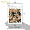 Boo Die Cuts, size guide shown in hand for scale, showing pre-cut scrapbook embellishments for layouts, handmade cards, journals, mini albums, memory pages, and layered paper crafts. Buyer theme: Halloween Die Cuts & Vintage Spooky Ephemera. Boo die cuts with pumpkins, ghosts, black cats, candy corn, witches, bats, spiderwebs, stars and vintage Halloween phrases. Scrapbook die cuts, paper embellishments, card making accents, journal decorations, and layered paper craft supplies