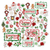 Christmas Joy Die Cuts, main product image, showing pre-cut scrapbook embellishments for layouts, handmade cards, journals, mini albums, memory pages, and layered paper crafts. Buyer theme: Christmas Die Cuts & Holiday Scrapbook Embellishments. Christmas Joy Die Cuts with Christmas titles, Santa, snowmen, gingerbread, reindeer, candy canes, stockings, poinsettias, holly, snowflakes, Christmas tree, fireplace and cocoa accents