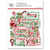 Christmas Joy Die Cuts, packaging image, showing pre-cut scrapbook embellishments for layouts, handmade cards, journals, mini albums, memory pages, and layered paper crafts. Buyer theme: Christmas Die Cuts & Holiday Scrapbook Embellishments. Christmas Joy Die Cuts with Christmas titles, Santa, snowmen, gingerbread, reindeer, candy canes, stockings, poinsettias, holly, snowflakes, Christmas tree, fireplace and cocoa accents. Designed for Mini albums, Junk journals, Holiday paper crafts
