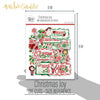 Christmas Joy Die Cuts, size guide shown in hand for scale, showing pre-cut scrapbook embellishments for layouts, handmade cards, journals, mini albums, memory pages, and layered paper crafts. Buyer theme: Christmas Die Cuts & Holiday Scrapbook Embellishments. Christmas Joy Die Cuts with Christmas titles, Santa, snowmen, gingerbread, reindeer, candy canes, stockings, poinsettias, holly, snowflakes, Christmas tree, fireplace and cocoa accents