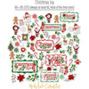 Christmas Joy Die Cuts, die cuts spread out image, showing pre-cut scrapbook embellishments for layouts, handmade cards, journals, mini albums, memory pages, and layered paper crafts. Buyer theme: Christmas Die Cuts & Holiday Scrapbook Embellishments. Christmas Joy Die Cuts with Christmas titles, Santa, snowmen, gingerbread, reindeer, candy canes, stockings, poinsettias, holly, snowflakes, Christmas tree, fireplace and cocoa accents. Designed for Christmas Eve memories, Card making, Mini albums