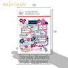 Everyday Moments Die Cuts, size guide shown in hand for scale, showing pre-cut scrapbook embellishments for layouts, handmade cards, journals, mini albums, memory pages, and layered paper crafts. Buyer theme: Family Floral Die Cuts & Memory Embellishments. Everyday Moments Die Cuts with family, memory, gratitude and friendship titles plus flowers, tulips, leaves, tags, labels, frames and a bird. Coordinating patterns include Polka dots, Diagonal pinstripes, Plaids and tartans