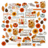 Fall Fun Die Cuts, main product image, showing pre-cut scrapbook embellishments for layouts, handmade cards, journals, mini albums, memory pages, and layered paper crafts. Buyer theme: Autumn Scrapbook Die Cuts & Harvest Embellishments. Fall Fun Die Cuts with pumpkins, sunflowers, mums, leaves, pinecones, sprigs, bouquets and autumn title pieces for layered paper projects. Coordinating patterns include Orange and aqua autumn plaid, Fall gingham checks, Pumpkin and leaf tosses