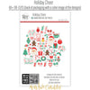 Holiday Cheer Die Cuts, back packaging image, showing pre-cut scrapbook embellishments for layouts, handmade cards, journals, mini albums, memory pages, and layered paper crafts. Buyer theme: Christmas Die Cuts & Holiday Scrapbook Embellishments. Holiday Cheer Die Cuts with Christmas titles, Santa faces, gingerbread cookies, candy canes, stockings, ornaments, presents, wreaths, cocoa mugs, snowflakes, bows and sweets. Designed for Card making, Mini albums, Junk journals