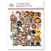 It's Spooky Season Die Cuts, packaging image, showing pre-cut scrapbook embellishments for layouts, handmade cards, journals, mini albums, memory pages, and layered paper crafts. Buyer theme: Halloween Die Cuts & Scrapbook Embellishments. It's Spooky Season die cuts with friendly ghosts, pink and orange pumpkins, bats, haunted houses, speech bubbles and Halloween title art. Scrapbook die cuts, paper embellishments, card making accents, journal decorations, and layered paper craft supplies