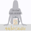 Life is Good Die Cuts, size guide image, showing pre-cut scrapbook embellishments for layouts, handmade cards, journals, mini albums, memory pages, and layered paper crafts. Buyer theme: Everyday Die Cuts & Positive Scrapbook Embellishments. Life is Good Die Cuts with positive titles, floral bouquets, flowers, mushrooms, cherries, rainbows, clouds, suns, hearts, banners and labels for layered paper projects. Designed for Family story pages, Gratitude journals, Card making