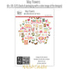 May Flowers Die Cuts, back packaging image, showing pre-cut scrapbook embellishments for layouts, handmade cards, journals, mini albums, memory pages, and layered paper crafts. Buyer theme: Spring Floral Die Cuts & Garden Ephemera. May Flowers die cuts with flowers, butterflies, bees, birds, hummingbirds, seed packets, leaves and cheerful spring phrases. Color palette includes Rose pink, coral, blush, sage green, mint, yellow, orange, cream and charcoal