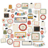 Ready for School Die Cuts, main product image, showing pre-cut scrapbook embellishments for layouts, handmade cards, journals, mini albums, family history pages, and layered paper crafts. Buyer theme: School Memories Scrapbook Die Cuts. Ready for School Die Cut Pack with backpacks, apples, books, rulers, school bus, scissors, banners, labels, classroom frames and school-day titles. Color palette includes dusty blue, deep navy blue, apple red