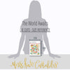 The World Awaits Die Cuts, size guide image, showing pre-cut scrapbook embellishments for layouts, handmade cards, journals, mini albums, memory pages, and layered paper crafts. Buyer theme: Travel & Vacation Scrapbook Die Cuts. Travel die cuts with tropical flowers, palm leaves, maps, passport, camera, globe, vans and vacation word art. Visible artwork includes monstera leaves, palm fronds, airplane, passport. Coordinating patterns include palm leaf pattern, confetti dots, vacation plaid