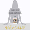 Trick or Treat Die Cuts, size guide image, showing pre-cut scrapbook embellishments for layouts, handmade cards, journals, mini albums, memory pages, and layered paper crafts. Buyer theme: Cute Halloween Die Cuts & Ephemera. Trick or Treat die cuts with ghosts, pumpkins, bats, spiderwebs, black cats, haunted houses, candy corn, costume characters and Halloween phrases. Scrapbook die cuts, paper embellishments, card making accents, journal decorations, and layered paper craft supplies