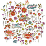 Wildflowers Die Cuts, main product image, showing pre-cut scrapbook embellishments for layouts, handmade cards, journals, mini albums, memory pages, and layered paper crafts. Buyer theme: Botanical Die Cuts & Floral Scrapbook Embellishments. Wildflowers Die Cuts with floral titles, daisies, coneflowers, strawberries, berry clusters, birds, butterfly, leaves, stems, bouquets and vintage banner accents. Designed for Wildflower scrapbook layouts, Garden photo albums, Nature journals