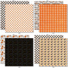 A Magical Halloween 6x6 Double-Sided Paper Pack, 6x6 double-sided paper pack paper patterns 17 through 24 preview, showing 6x6 scrapbook paper for handmade cards, mini albums, junk journals, paper layering, small-scale layouts, and coordinated paper crafts. Buyer theme: Halloween 6x6 Paper for Cards & Mini Albums. A Magical Halloween 6x6 double-sided scrapbook paper with scaled orange, black, yellow and white Halloween patterns for cards and mini albums