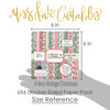 A Very Vintage Christmas 6x6 Double-Sided Paper Pack, size guide shown in hand for scale, showing 6x6 scrapbook paper for handmade cards, mini albums, junk journals, paper layering, small-scale layouts, and coordinated paper crafts. Buyer theme: Vintage Christmas 6x6 Paper for Cards & Mini Albums. A Very Vintage Christmas 6x6 double-sided scrapbook paper with scaled retro holiday patterns for cards and mini albums