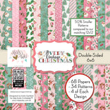 A Very Vintage Christmas 6x6 Double-Sided Paper Pack, high resolution cover image, showing 6x6 scrapbook paper for handmade cards, mini albums, junk journals, paper layering, small-scale layouts, and coordinated paper crafts. Buyer theme: Vintage Christmas 6x6 Paper for Cards & Mini Albums. A Very Vintage Christmas 6x6 double-sided scrapbook paper with scaled retro holiday patterns for cards and mini albums