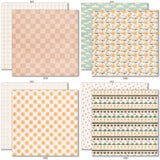 Are We There Yet? 6x6 Double-Sided Paper Pack, 6x6 double-sided paper pack paper patterns 9 through 16 preview, showing 6x6 scrapbook paper for handmade cards, mini albums, junk journals, paper layering, small-scale layouts, and coordinated paper crafts. Buyer theme: Travel Card Making & Mini Album Paper Pack. 6x6 double-sided travel paper pack with scaled retro cars, airplanes, cameras, maps, flowers, plaids, dots, stripes, and journaling patterns