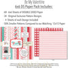 Be My Valentine 6x6 Double-Sided Paper Pack, 6x6 paper pack cover and includes preview, showing 6x6 scrapbook paper for handmade cards, mini albums, junk journals, paper layering, small-scale layouts, and coordinated paper crafts. Buyer theme: Valentine 6x6 Paper for Cards & Mini Albums. Be My Valentine 6x6 Double-Sided Paper Pack with scaled hearts, plaids, gingham, XOXO blocks, flowers, bees, mailboxes and Valentine patterns for cards and mini albums