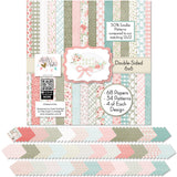 Best Wishes 6x6 Double-Sided Paper Pack, 6x6 cover and paper spread out image, showing 6x6 scrapbook paper for handmade cards, mini albums, junk journals, paper layering, small-scale layouts, and coordinated paper crafts. Buyer theme: Floral 6x6 Scrapbook Paper for Cards & Mini Albums. 6x6 double-sided floral paper pack. Visible artwork includes watercolor roses, ribbon bows, wildflowers, leafy sprigs. Coordinating patterns include gingham, plaid, polka dots