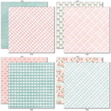 Best Wishes 6x6 Double-Sided Paper Pack, 6x6 double-sided paper pack paper patterns 1 through 8 preview, showing 6x6 scrapbook paper for handmade cards, mini albums, junk journals, paper layering, small-scale layouts, and coordinated paper crafts. Buyer theme: Floral 6x6 Scrapbook Paper for Cards & Mini Albums. 6x6 double-sided floral paper pack. Visible artwork includes watercolor roses, ribbon bows, wildflowers, leafy sprigs. Coordinating patterns include gingham, plaid, polka dots